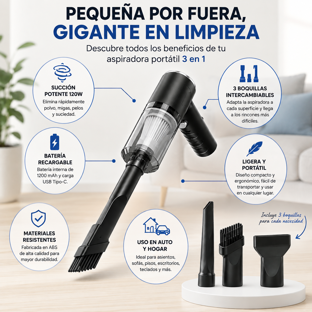 Aspiradora Portatil 3 en 1